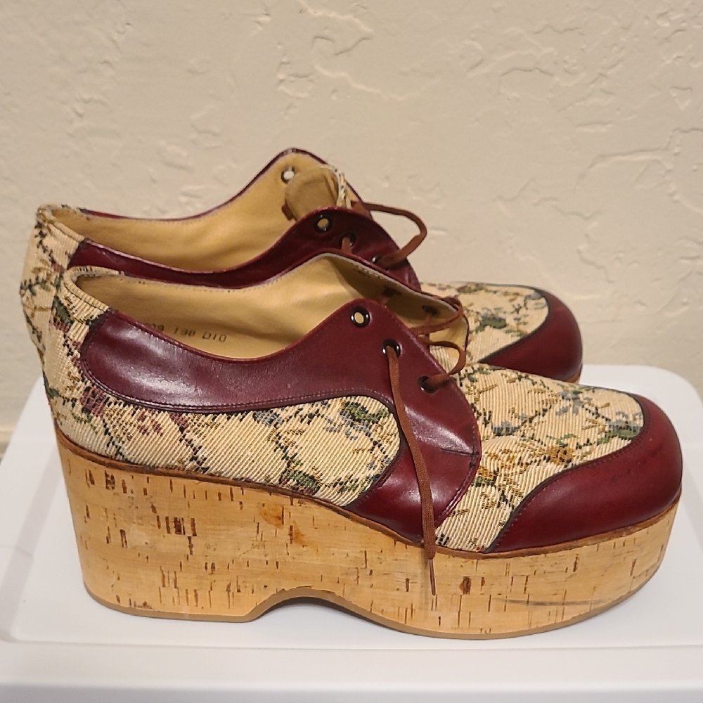 Leather Cork Platform Shoes